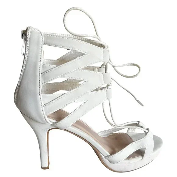 Top Moda Open Toe Lace Up Cut-Out Platform Sandals Gladiator Heel Nubuck Bootie - Picture 6 of 8